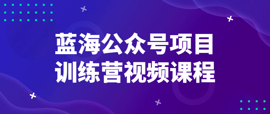 蓝海公众号项目训练营视频课程免费分享